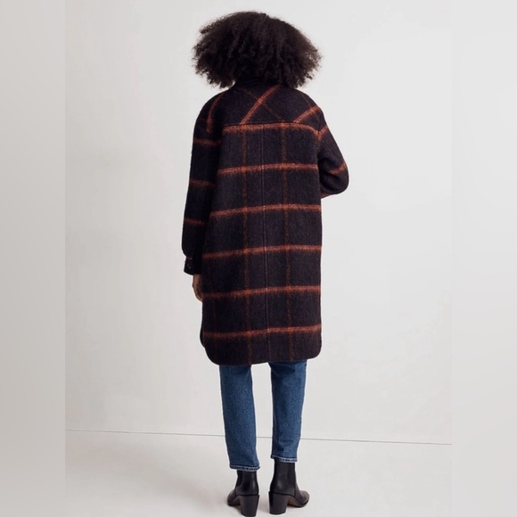 Madewell Other - Madewell Long Windowpane Wool Spiced Raisin Rust Jacket